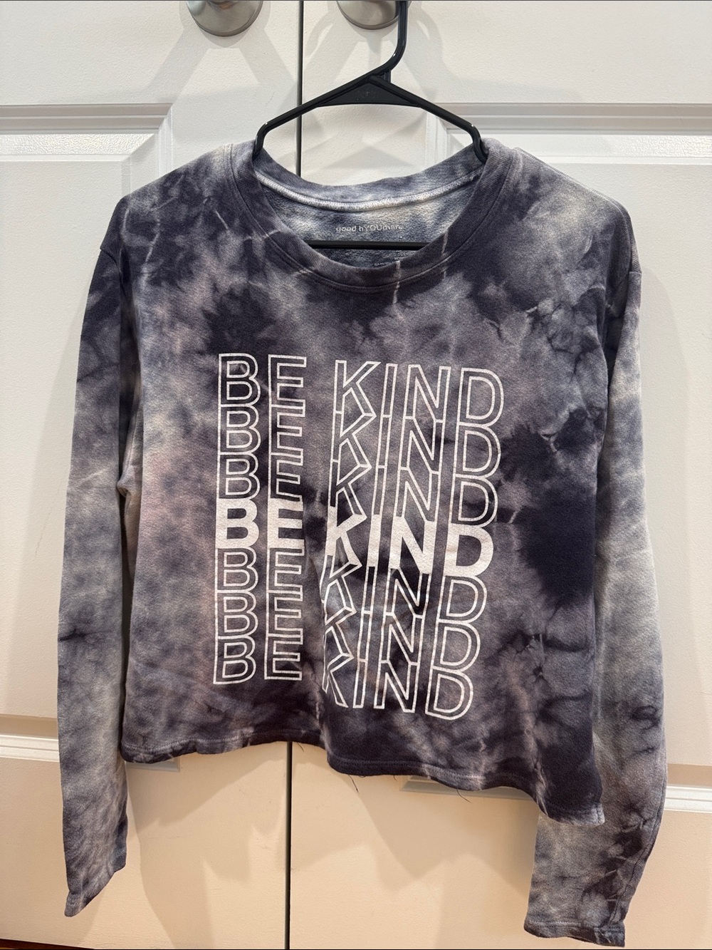 good hYOUman Black & Gray Tie-Dye "Be Kind" Long Sleeve Top